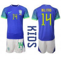 Maglie da calcio Brasile Eder Militao #14 Seconda Maglia Bambino Mondiali 2022 Manica Corta (+ Pantaloni corti)